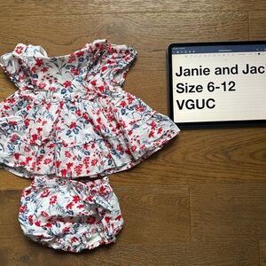 Janie and Jack 6-12 Months Red and White Floral Casual Dress